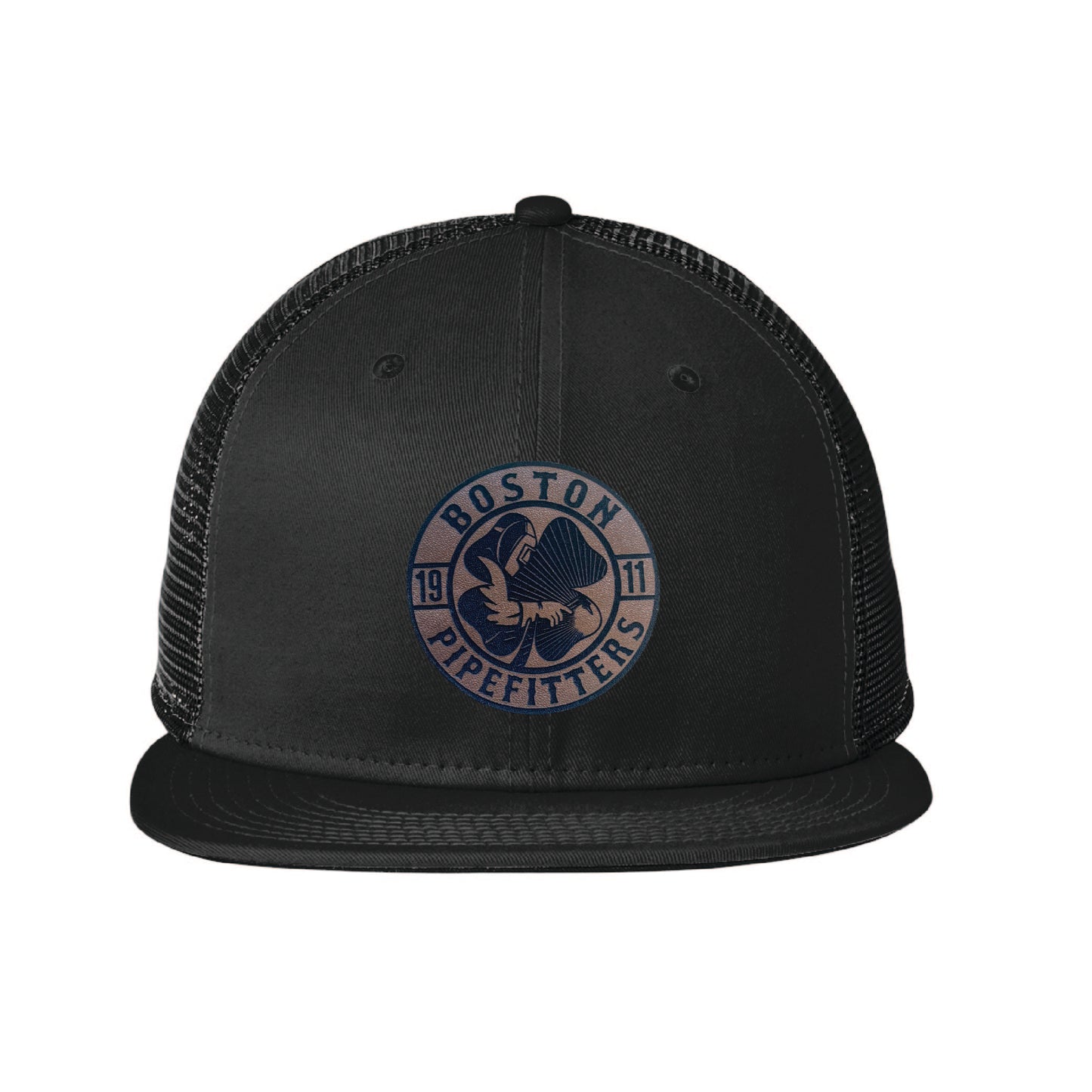 PRESALE - Boston Pipefitters Leather Patch Hat - New Era Snapback