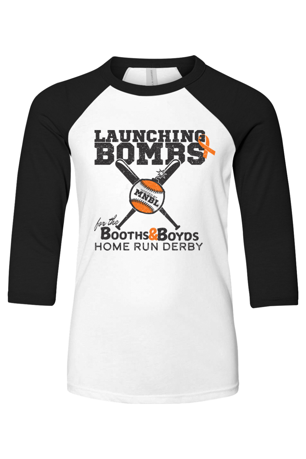 Home Run Derby for the Booths & Boyds Three-Quarter Sleeve Baseball Tee - Youth