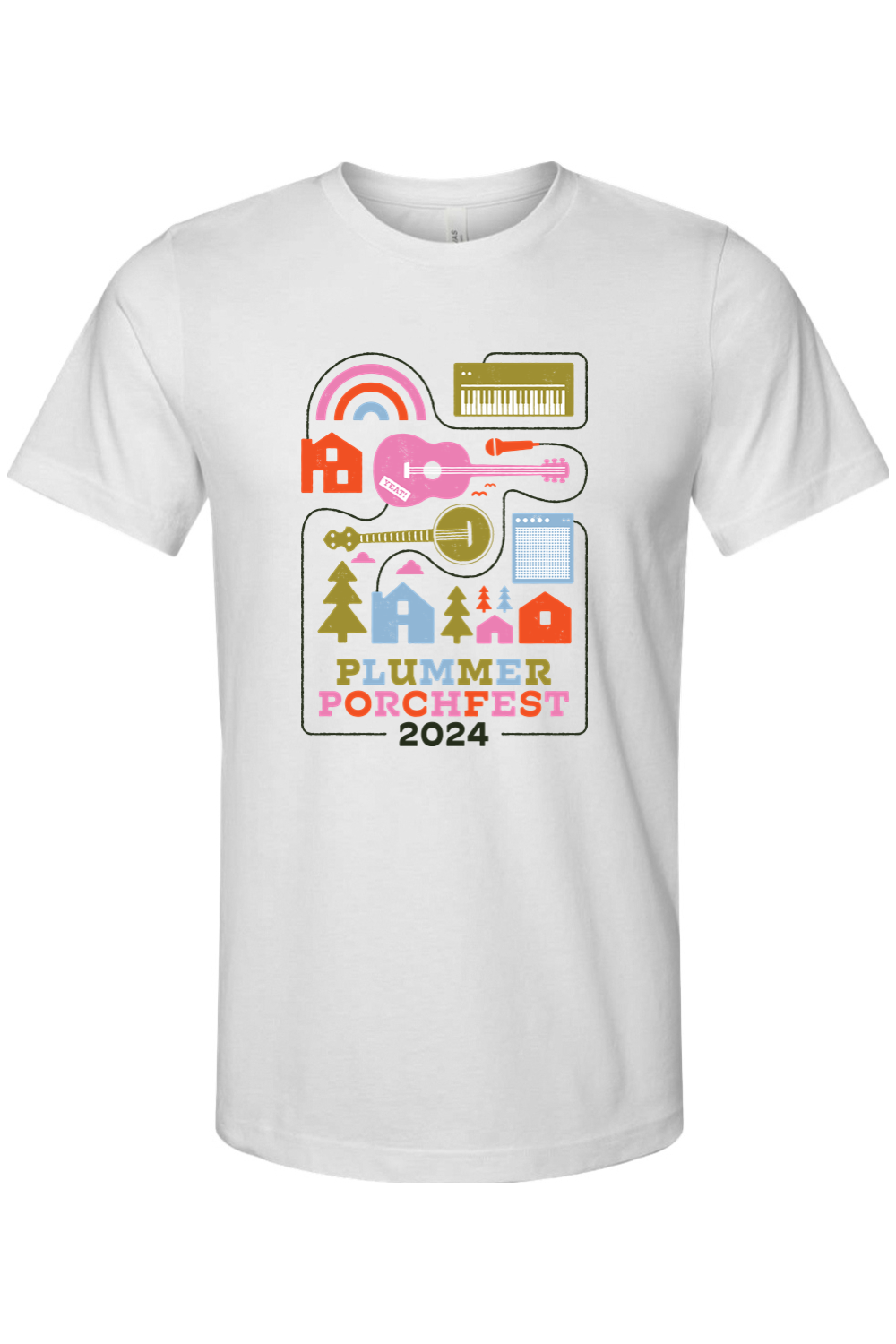 Plummer Porchfest 2024 - Unisex White Cotton T-Shirt